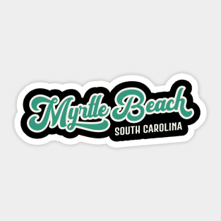 Myrtle Beach South Carolina - Vintage Teal Script Sticker